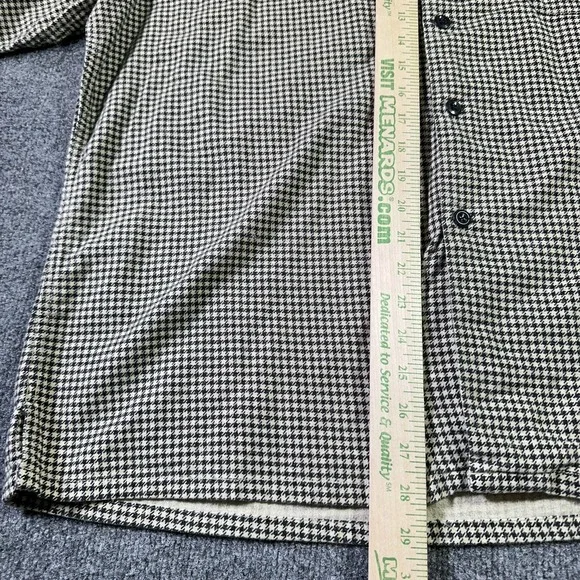 Vintage Polo Ralph Lauren Flannel Shirt Large Beige Houndstooth Loop Collar Camp
